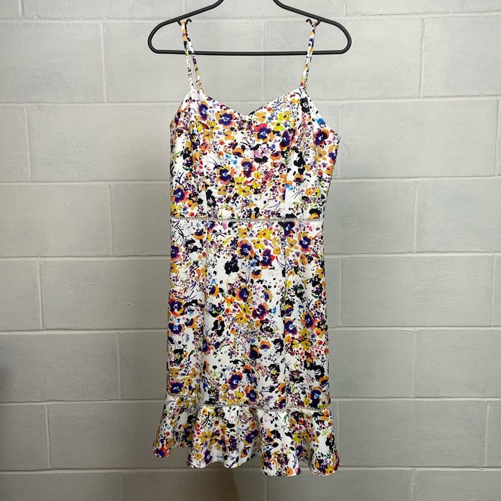 NWOT Betsey Johnson Women's Floral Sundress Size 4 White Purple Ruffles Feminine